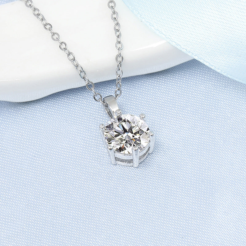 Wholesale Moissanite Necklace 18K Gold Six-claw Two-carat Necklace